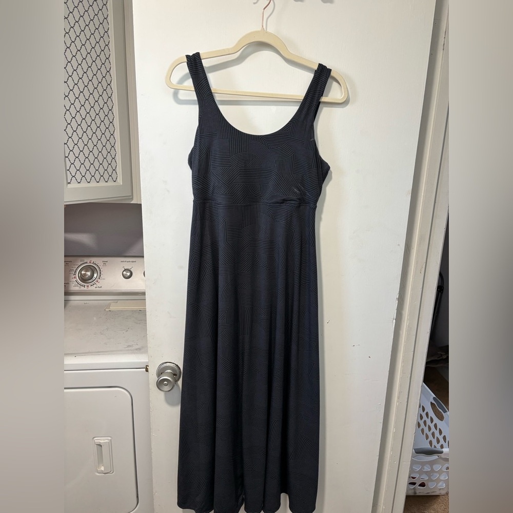 PrAna Lata Beach Maxi Dress Shadow Linea Cutout Back Built in Sports Bra Size M - Picture 3 of 8